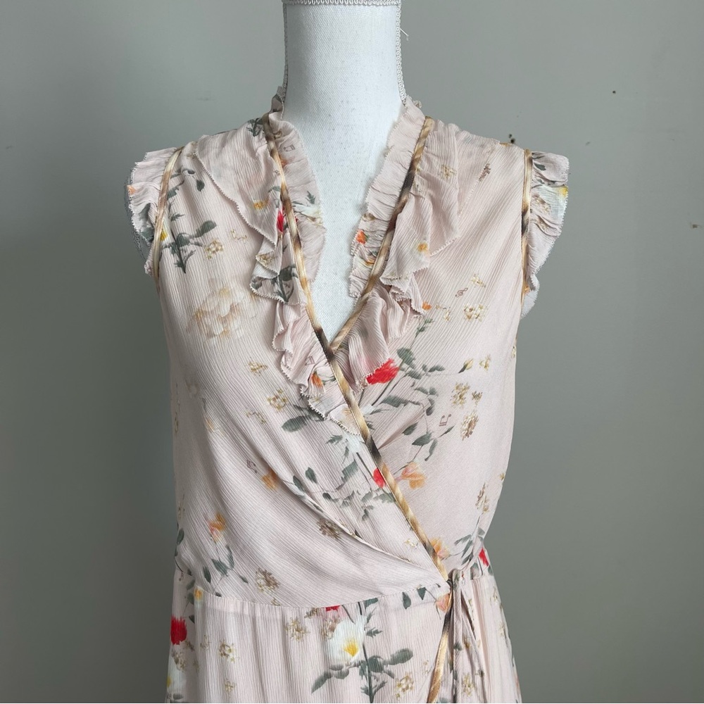 ALLSAINTS | Ari Kora Dusty Pink Floral Print Wrap Dress Sz 4 - Picture 3 of 11
